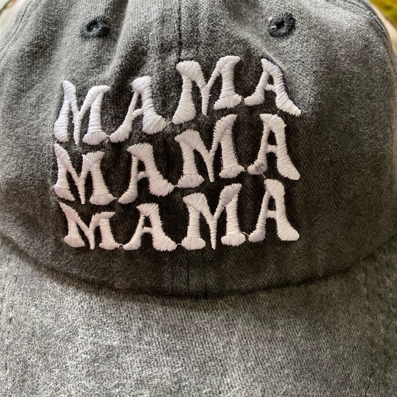MAMA Embroidered Baseball Hat Vintage Adjustable Peaked Gray Distressed - Picture 3 of 4